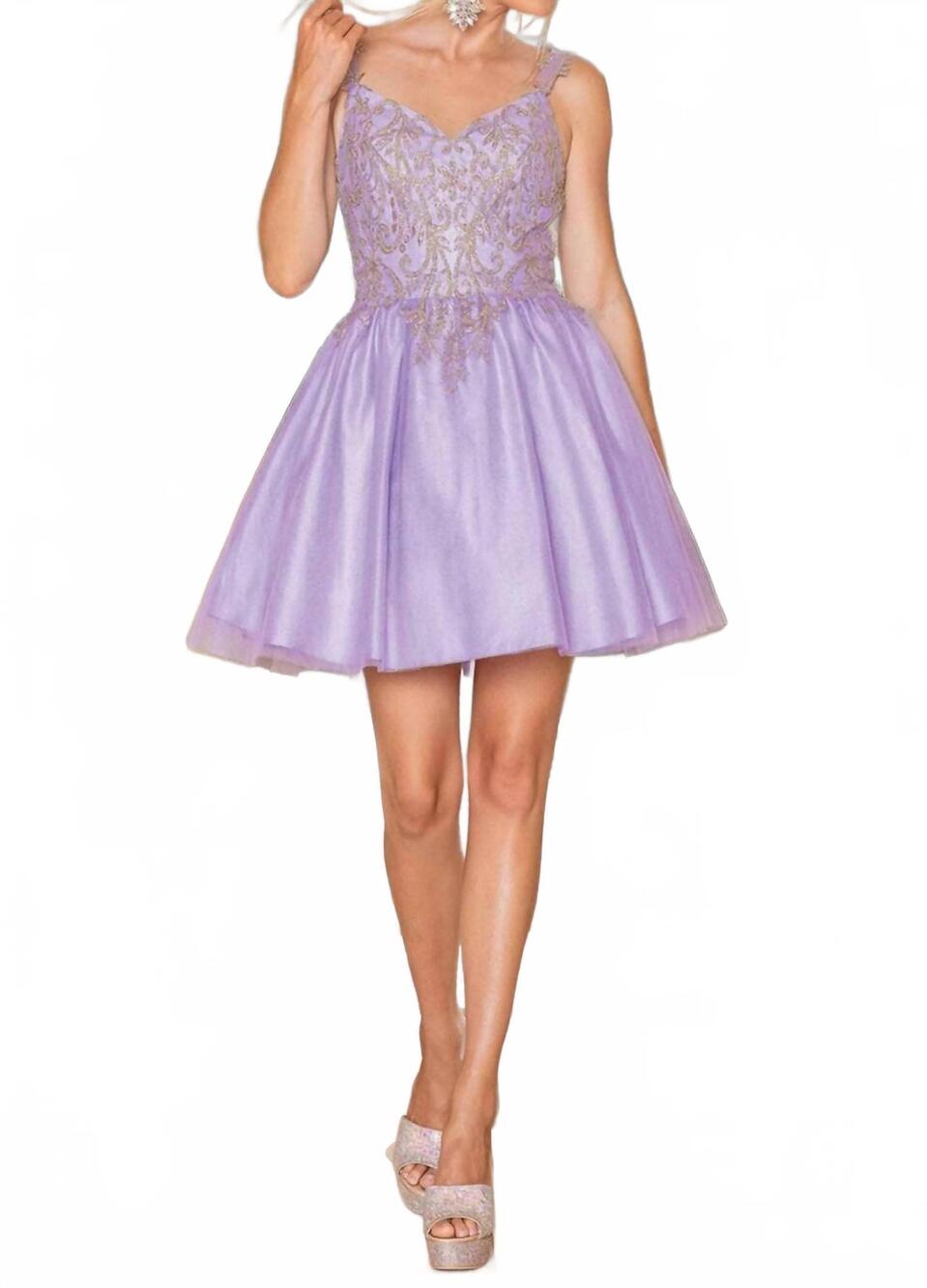 NEW DANCING QUEEN embellished tulle homecoming dress in lilac